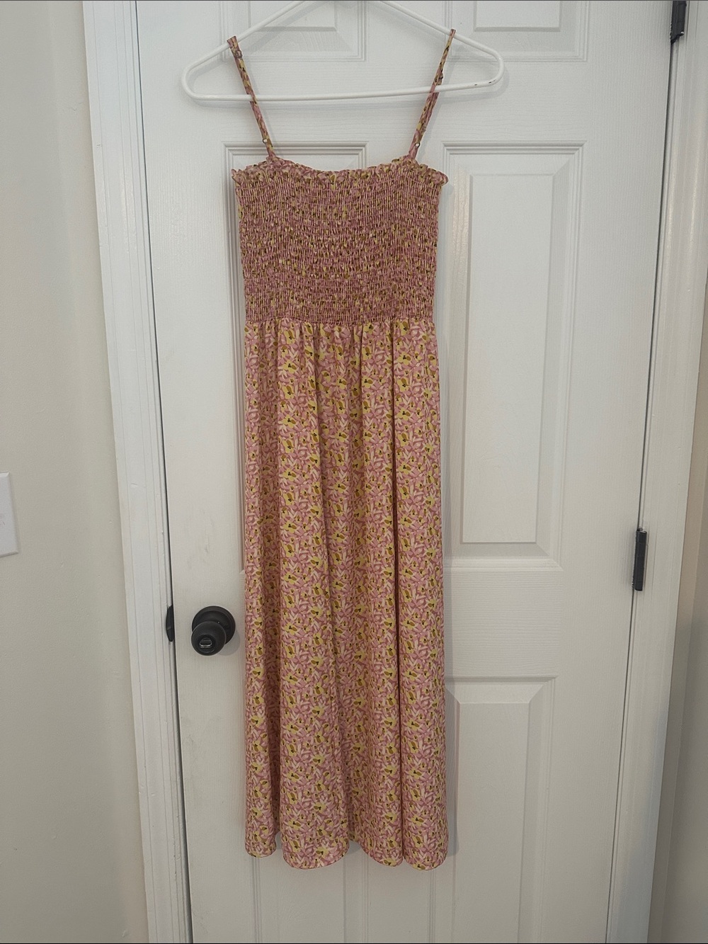 RESA Pink Floral Smocked Dress with Yellow Accents